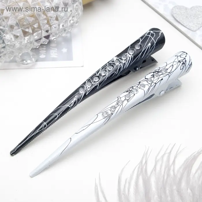 Зажим для волос «Даниэла», брызги, 12.7 см, чёрный, белый