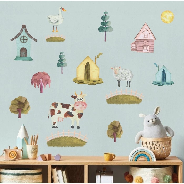 Наклейка интерьерная цветная Наклейка интерьерная цветная "Домик в деревне" 50х70 см