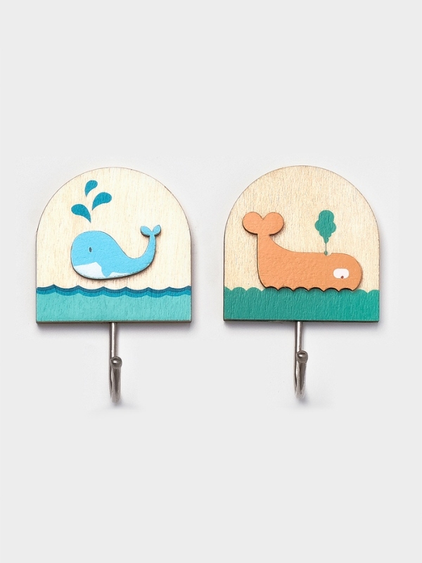 Набор самоклеящихся деревяных крючков Набор самоклеящихся деревяных крючков "Wooden animals ", 2 шт 7,8х2,7х5,1 см