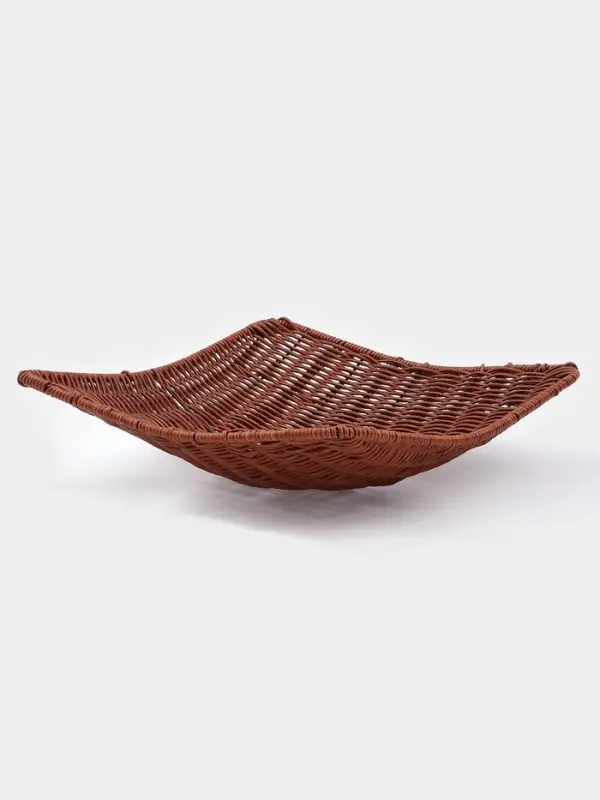 Корзинка для фруктов и хлеба Доляна &laquo;Огайо&raquo;, 31&times;31&times;8.5 см, квадратная, пластик, плетёная, коричневая