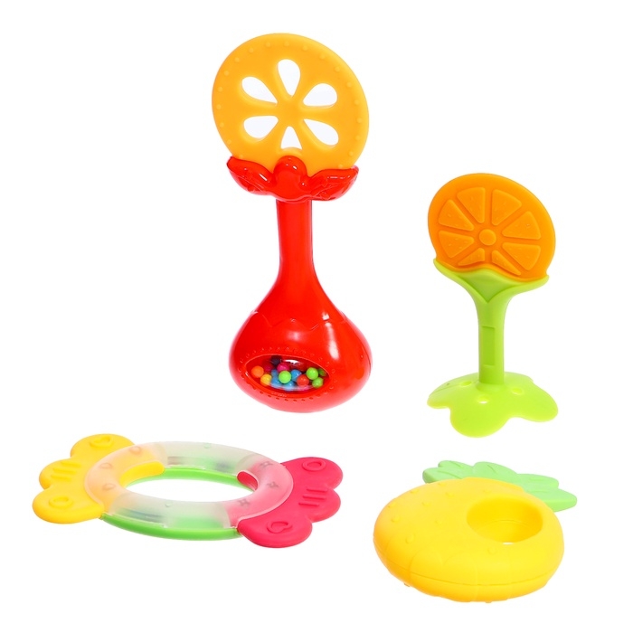 Набор погремушек с прорезывателем для зубов «Фруктики. Апельсин», 4 шт Набор погремушек с прорезывателем для зубов «Фруктики. Апельсин», 4 шт