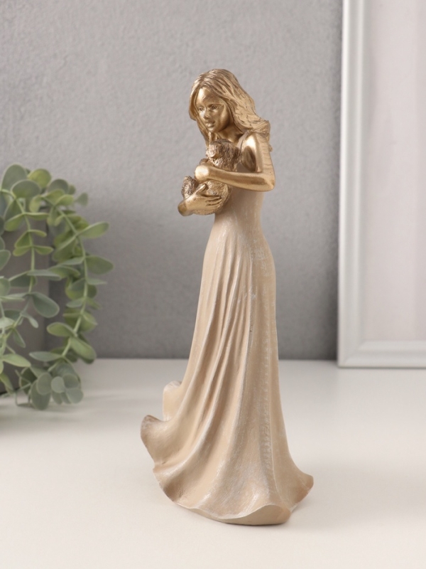 Сувенир полистоун Сувенир полистоун "Девушка с щенком на руках" 11х7,5х22,5 см