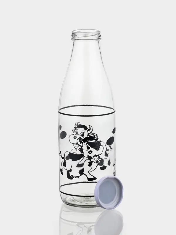 Бутыль для молока Доляна &laquo;Коровушка&raquo;, 1 л, 8.5&times;25 см, стекло