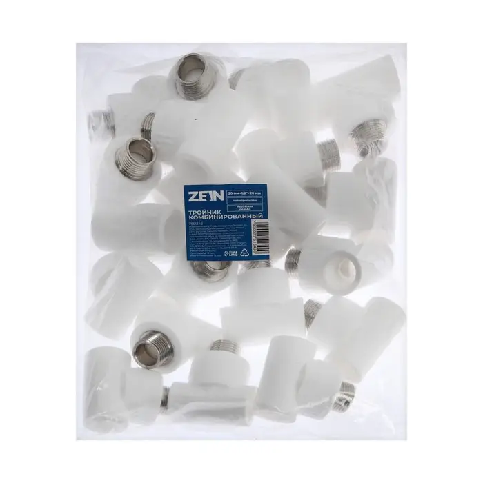 Тройник комбинированный ZEIN, полипропиленовый, наружная резьба, d=20 мм × 1/2" х 20 мм