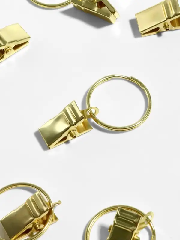 Кольцо для карниза, с зажимом, d=22/26 мм, 20 шт., цвет золотой