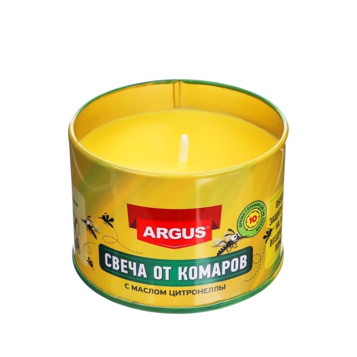 Антимоскитная свеча ARGUS, с маслом цитронеллы, банка с крышкой, 80 г Антимоскитная свеча ARGUS, с маслом цитронеллы, банка с крышкой, 80 г