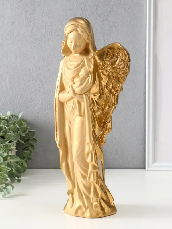 Фигура "Ангелина с младенцем" 18*10*40см, слоновая кость