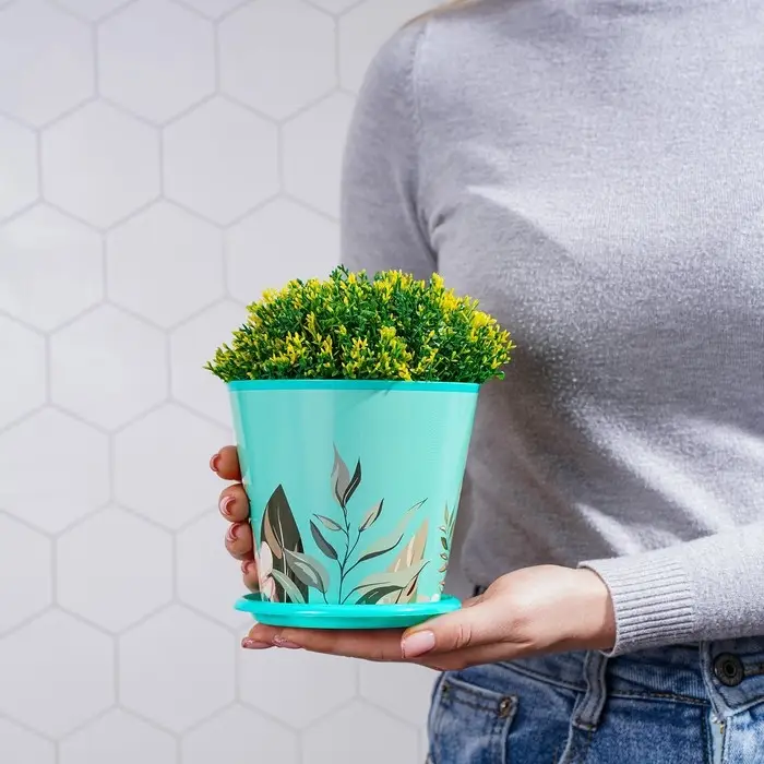 Горшок для цветов Доляна «Тропический лес», 800 мл, цвет зелёный