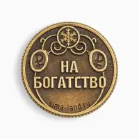 Монета новогодняя сувенирная «Богатства» акварель, латунь, диам 2.5см