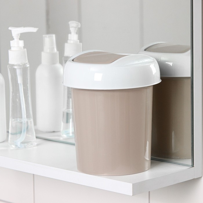 Контейнер для мусора настольный Palm, 1 л, d=13 см, h=15.5 см, цвет бежевый Контейнер для мусора настольный Palm, 1 л, d=13 см, h=15.5 см, цвет бежевый