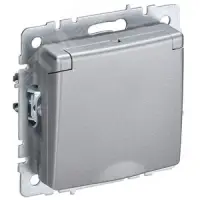 BRITE Розетка с заземлением с защитными шторками и крышкой 16А IP44 РСбш10-3-44-БрА алюминий