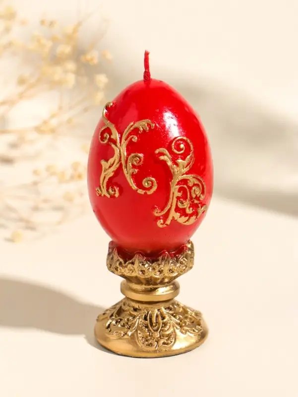 Свеча декоративная "Пасхальное яйцо вензельное" 4,5х10 см, 85 гр