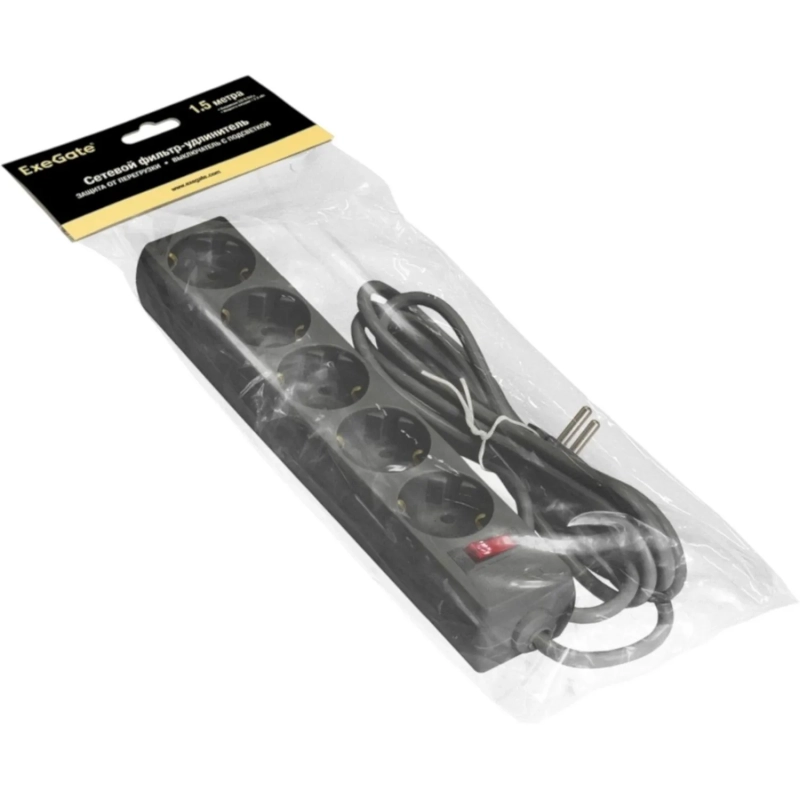 Сетевой фильтр Exegate EX221185RUS SP-5-3B (5 розеток,3м, евровилка,черный)
