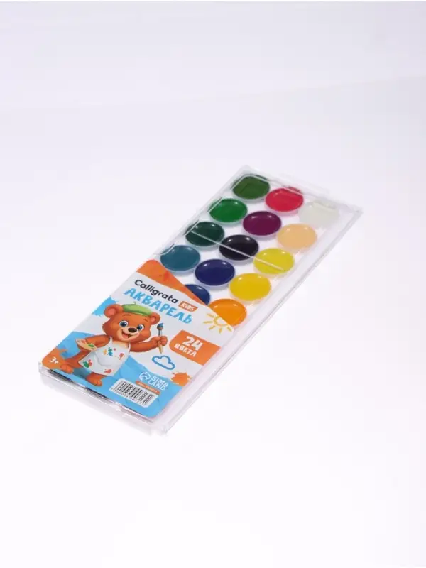 Акварель Calligrata kids, 24 цвета, пластик, европодвес