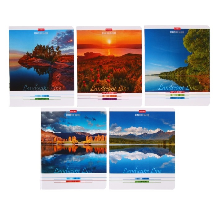 Тетрадь 48 листов в линейку Тетрадь 48 листов в линейку "Пейзажи", обложка мелованный картон, скругленные углы, блок офсет, МИКС