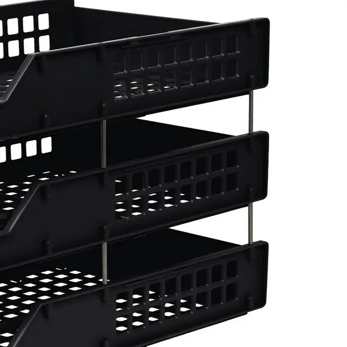 Набор лотков для бумаг &laquo;Стамм&raquo; STRONG, горизонтальный, на металлических стержнях, 3 отделения, чёрный