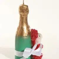 Свеча новогодняя "Овечка с шампанским" 4,5х7,5х15 см, бордовый