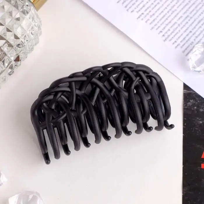 Крабик для волос &laquo;Чёрный бархат&raquo;, листочки, 8.5 см, матовый, глянцевый, МИКС