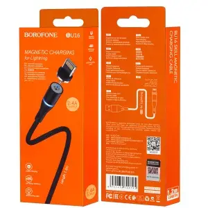 Кабель USB на Lightning 1.2M магнитный BU16 Borofone черный
