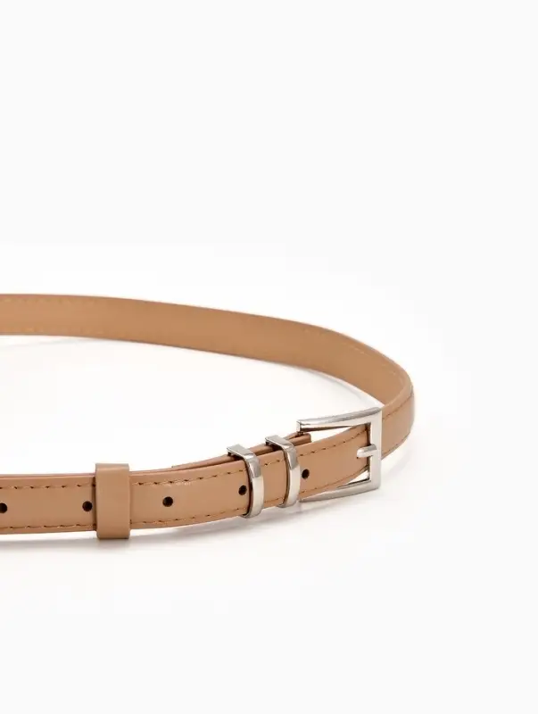 Ремень жен 03-01-02-01, Июнь2502, 2*0,3*110 см, без винта, пряж металл, 1 прокол, бежевый