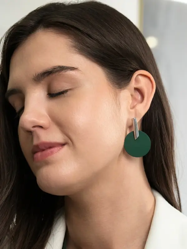 Серьги ассорти &laquo;Арт&raquo;, линии, зелёные в серебре