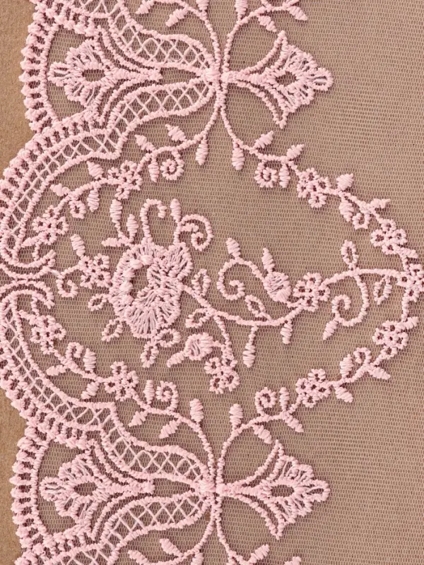 Кружево на сетке, 145 мм, 11&plusmn;1 м, нежно-розовое