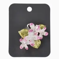 Брошь &laquo;Сакура&raquo; цветок, цвет зелено-розовый в золоте