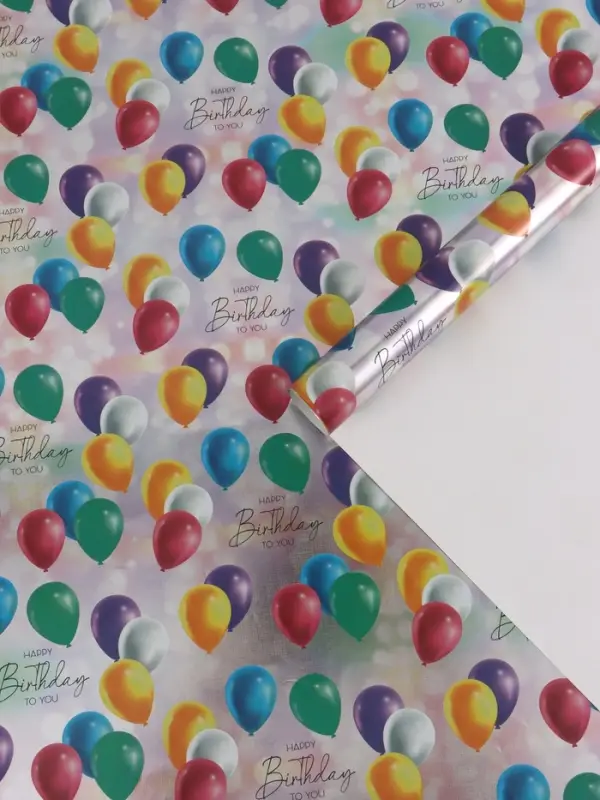Бумага упаковочная глянцевая с фольгированием Happy Birthday, 70&times;100 см
