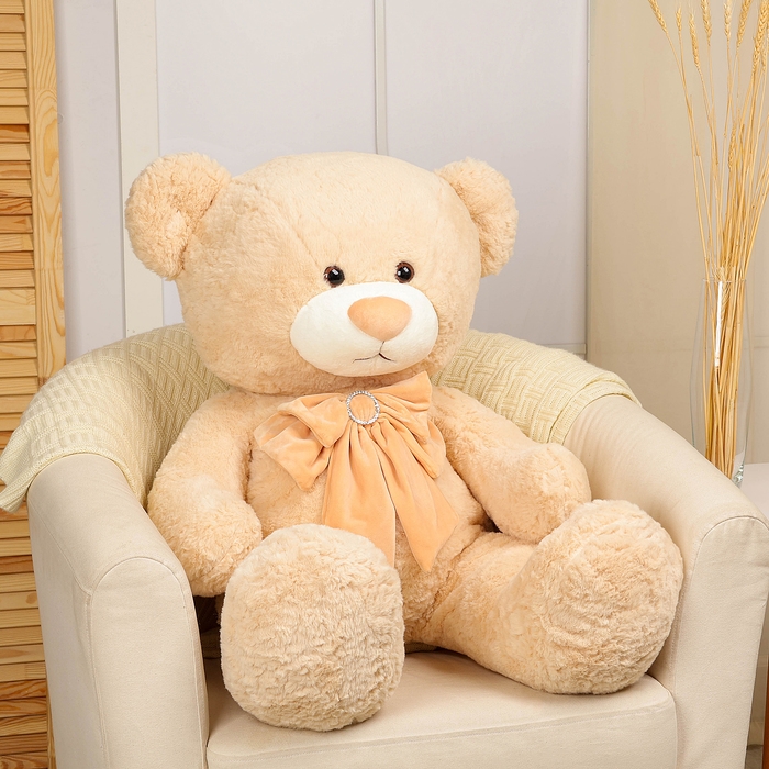 Мягкая игрушка «Медведь» с бантом, 100 см, цвет бежевый Мягкая игрушка «Медведь» с бантом, 100 см, цвет бежевый