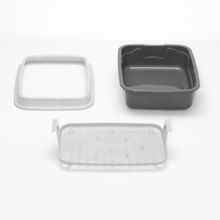 Туалет с бортом с сеткой, 45х34х15 см, серый Туалет с бортом с сеткой, 45х34х15 см, серый