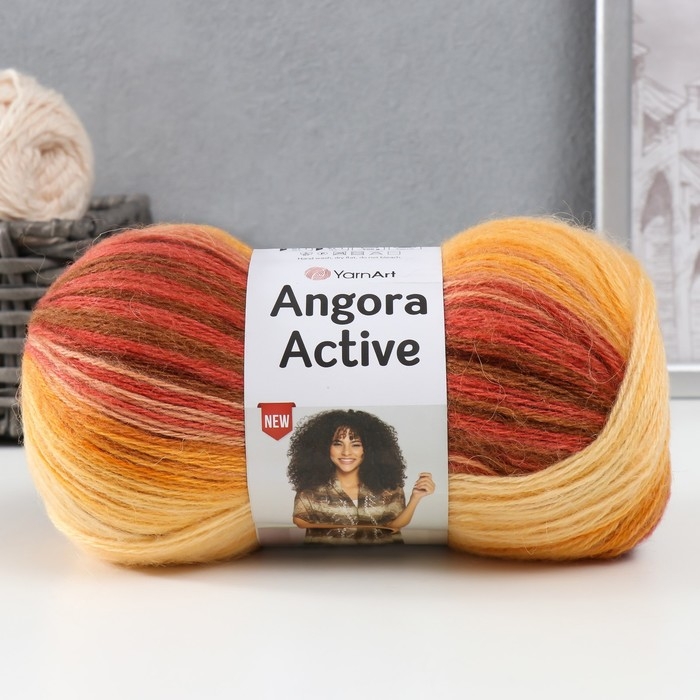 Пряжа  Пряжа "Angora Active" 20% шерсть, 80% акрил  500м/100гр (844 бордово-персиковый)