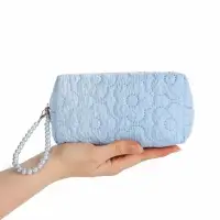 Косметичка дор Цветок 17*6*9, отд на молнии, голубой