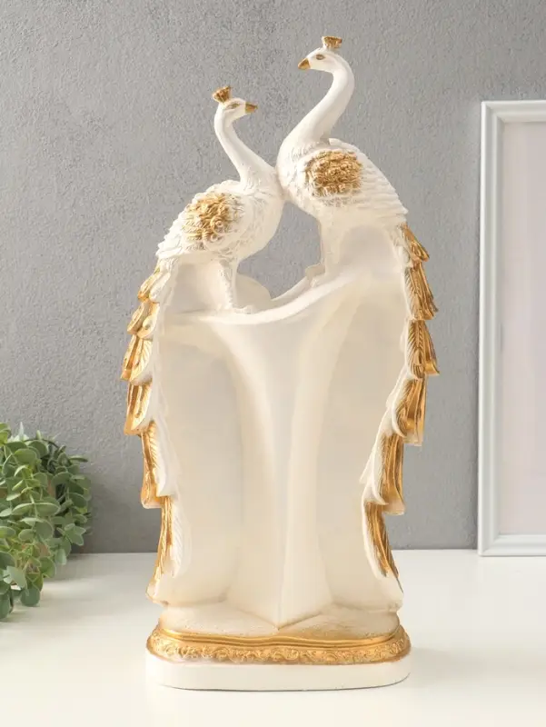 Фигура гипс &laquo;Две Жар-птицы&raquo;, белый с золотом, 55&times;30&times;14 см