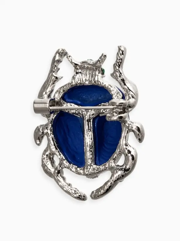 Брошь &laquo;Жук скарабей&raquo;, матово-синяя в серебре