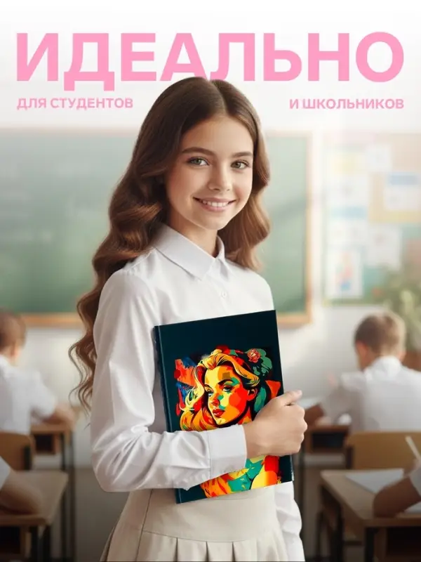 Колледж-тетрадь Calligrata TOP &laquo;Девушка. Арт&raquo; А4, 120 листов, в клетку, в твёрдой обложке 7БЦ, матовая ламинация, выборочный лак