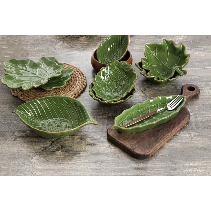 Салатник Доляна «Лист», 450 мл, 24,7×15,2 см, цвет зелёный Салатник Доляна «Лист», 450 мл, 24,7×15,2 см, цвет зелёный