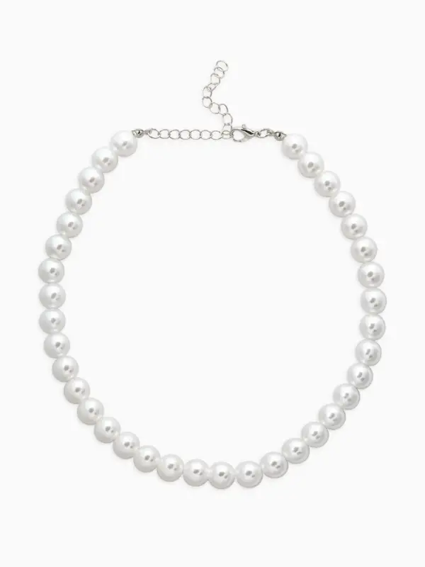 Чокеры из бусин &laquo;Сияние жемчуга&raquo;, 3 шт. бусины №14.10, 8, L=43 см, белый в серебре