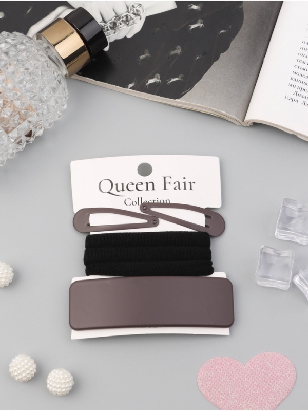 Набор для волос Набор для волос "Флоренс" (3 резинки 6см, автомат 9см, 2 невидимки 4,5см) чёрный коричневый 106915