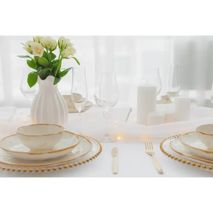 Тарелка глубокая Доляна Organic Gold, 620 мл, d=21.5 см, фарфор, белая