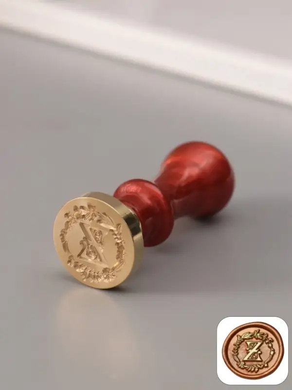 Печать для сургуча с пластиковой ручкой &laquo;Венок с буквой Z&raquo;, 2.5&times;2.5&times;6.3 см