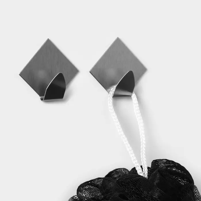 Крючки самоклеящиеся SAVANNA «Ромб», 2 шт., металл, 4.5×4.8×2 см, хромированные