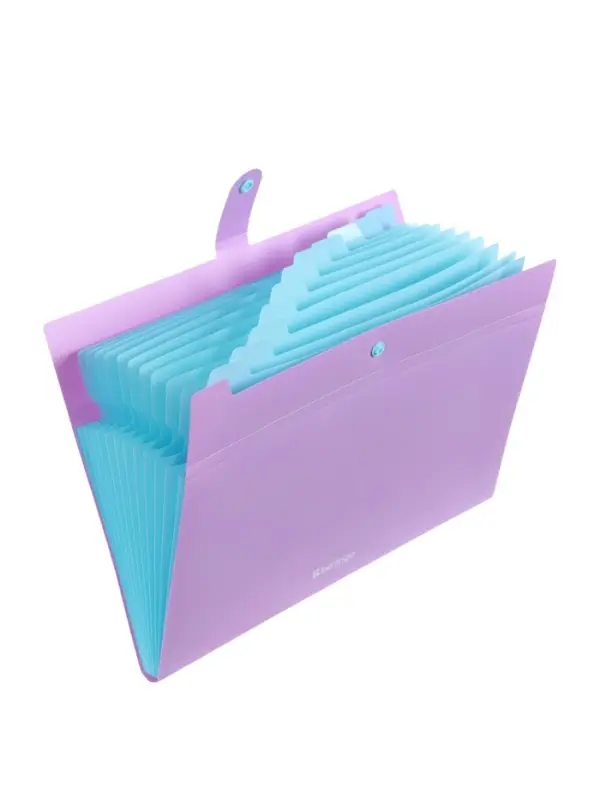 Папка А4 Haze, 12 отделений, 600 мкм, на кнопке, сиреневая
