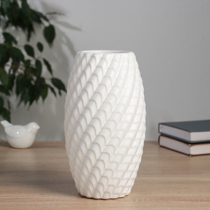 Керамическая ваза для цветов, сухоцветов «Лоренс», настольная, d-7.5 см, 22×11 см, белый Керамическая ваза для цветов, сухоцветов «Лоренс», настольная, d-7.5 см, 22×11 см, белый