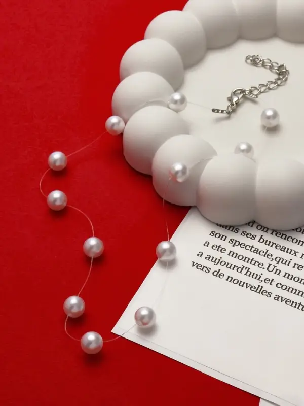 Бусы на леске &laquo;Жемчуг&raquo;, шар №8, белые в серебре, 30 см