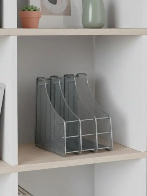 Лоток для бумаг вертикальный, металлическая сетка, 3 отделения, серый