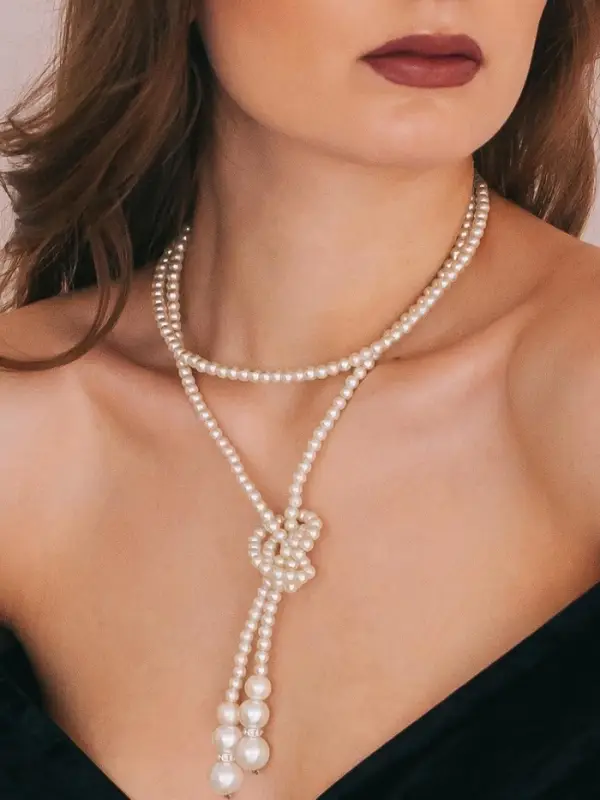 Бусы &laquo;Жемчуг&raquo;, узел, шар №2.6.8.10, цвет молочный, 60 см