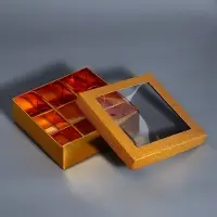 Коробка для 9 конфет золото глиттер, 12.5&times;12.5&times;4 см Кондитерская упаковка