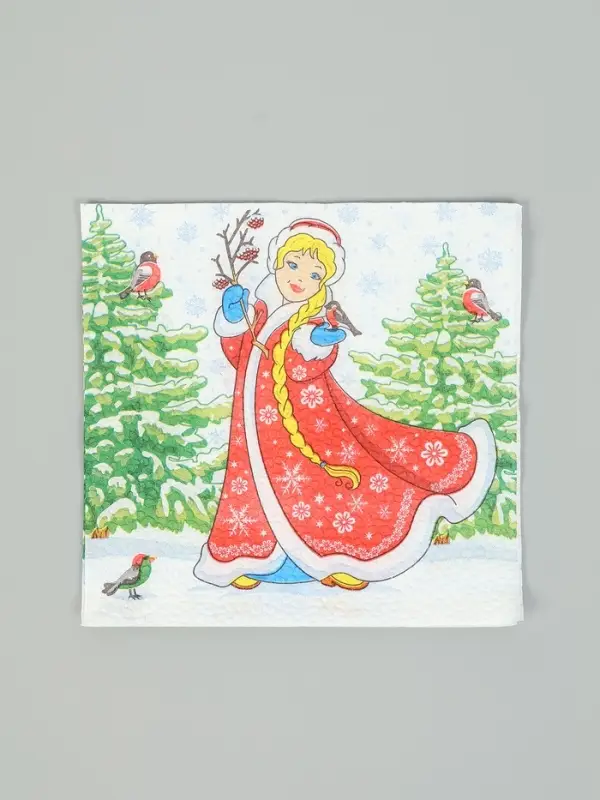 Салфетки новогодние бумажные &laquo;Снегурочка&raquo;, 1 слой, 24&times;24 см, 40 шт.