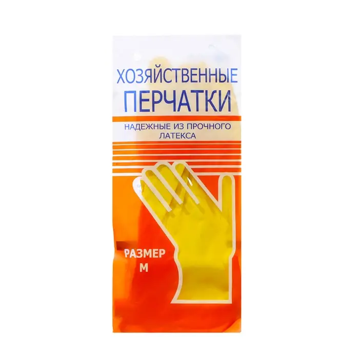 Перчатки латексные хозяйственны размер M, 30 гр, цвет желтый Перчатки латексные хозяйственны размер M, 30 гр, цвет желтый