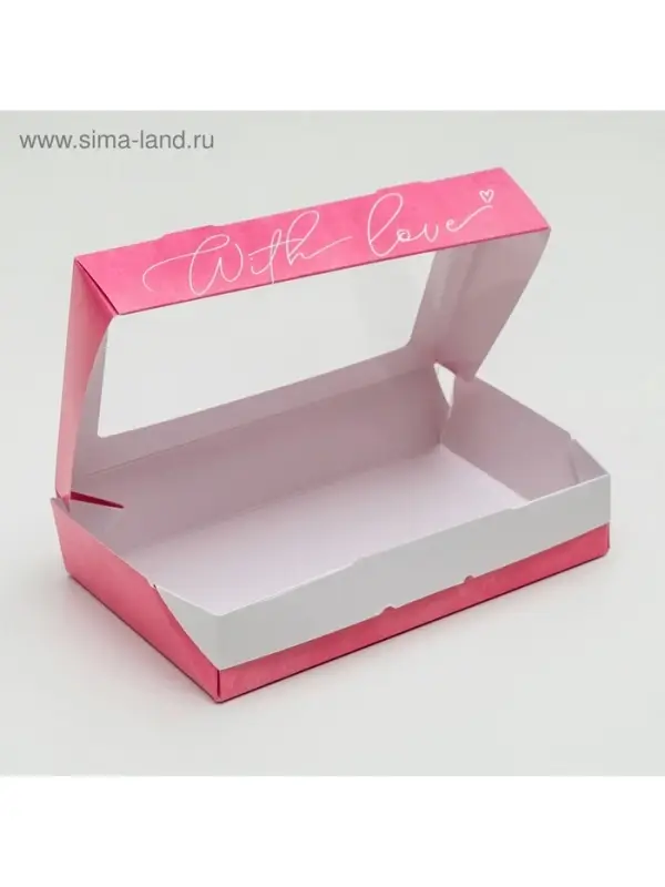 Кондитерская упаковка, коробка с ламинацией &laquo;С любовью&raquo;, 20&times;12&times;4 см